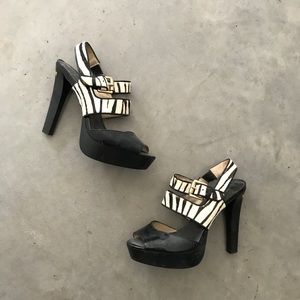 Michael Kors Zebra Calf Hair Patent Leather Heels